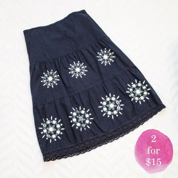 LOFT Dresses & Skirts - 2/$15 Crochet and floral accents Midi skirt